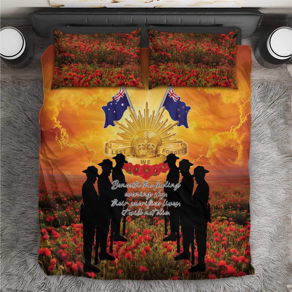 ANZAC Day Bedding Set Remembrance Tribute Soldiers And Poppy Field LT05 Orange - Polynesian Pride