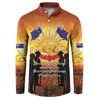 ANZAC Day Button Sweatshirt Remembrance Tribute Soldiers And Poppy Field