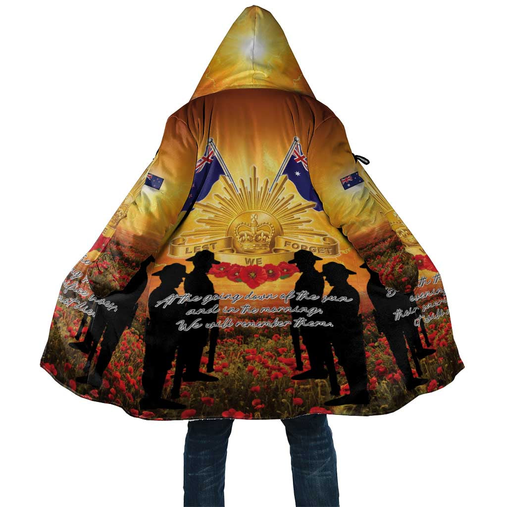 ANZAC Day Cloak Remembrance Tribute Soldiers And Poppy Field
