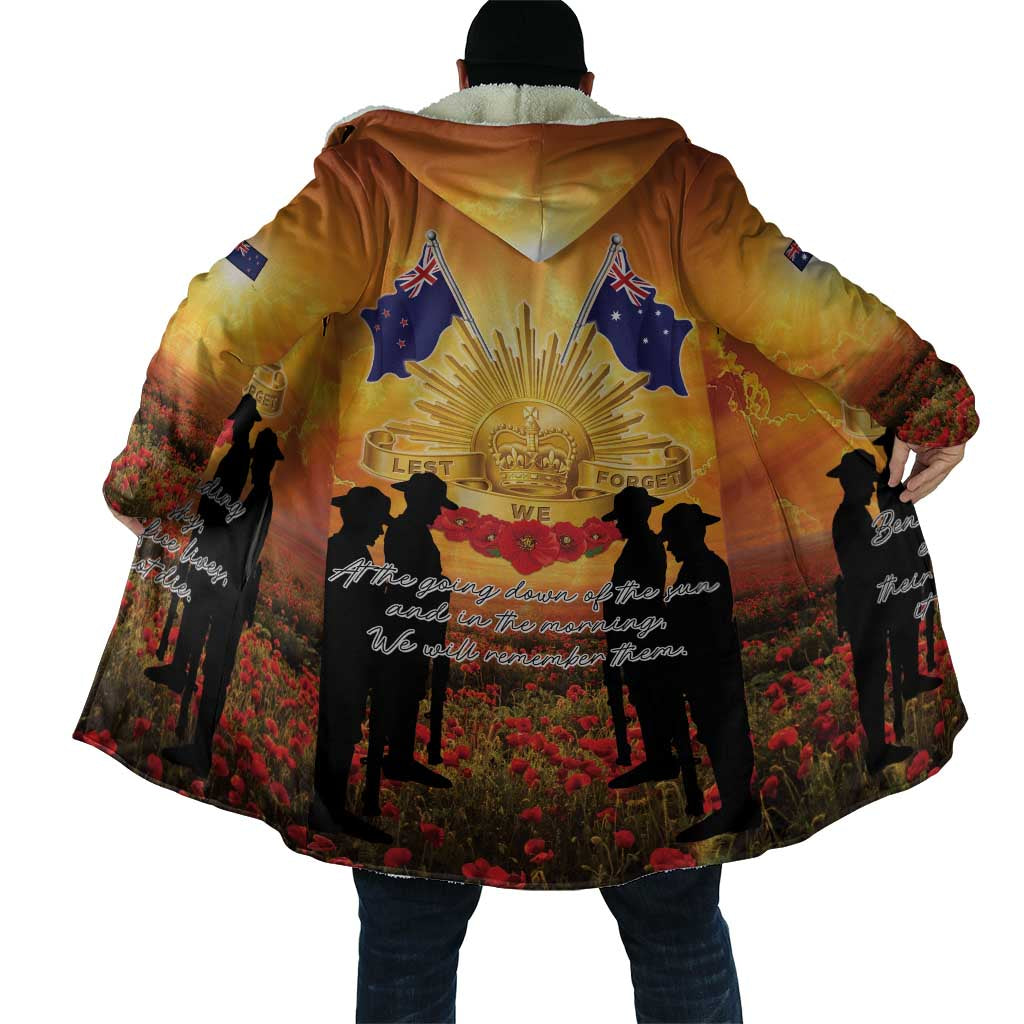 ANZAC Day Cloak Remembrance Tribute Soldiers And Poppy Field
