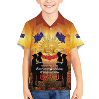 ANZAC Day Kid Hawaiian Shirt Remembrance Tribute Soldiers And Poppy Field LT05 Kid Orange - Polynesian Pride