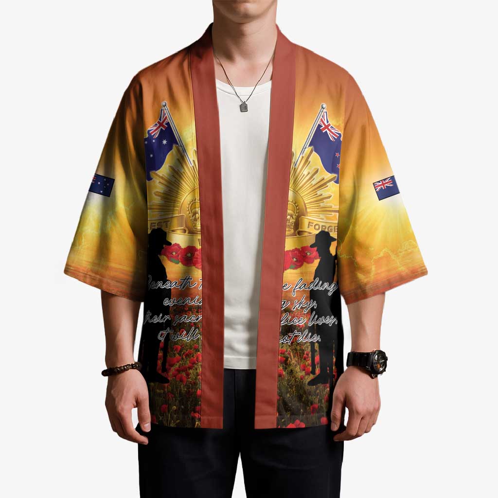 ANZAC Day Kimono Remembrance Tribute Soldiers And Poppy Field