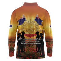 ANZAC Day Long Sleeve Polo Shirt Remembrance Tribute Soldiers And Poppy Field LT05 - Polynesian Pride