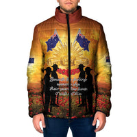 ANZAC Day Padded Jacket Remembrance Tribute Soldiers And Poppy Field LT05 Men Orange - Polynesian Pride