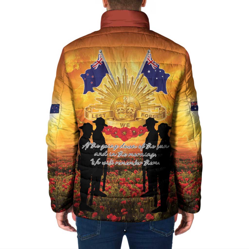 ANZAC Day Padded Jacket Remembrance Tribute Soldiers And Poppy Field LT05 - Polynesian Pride