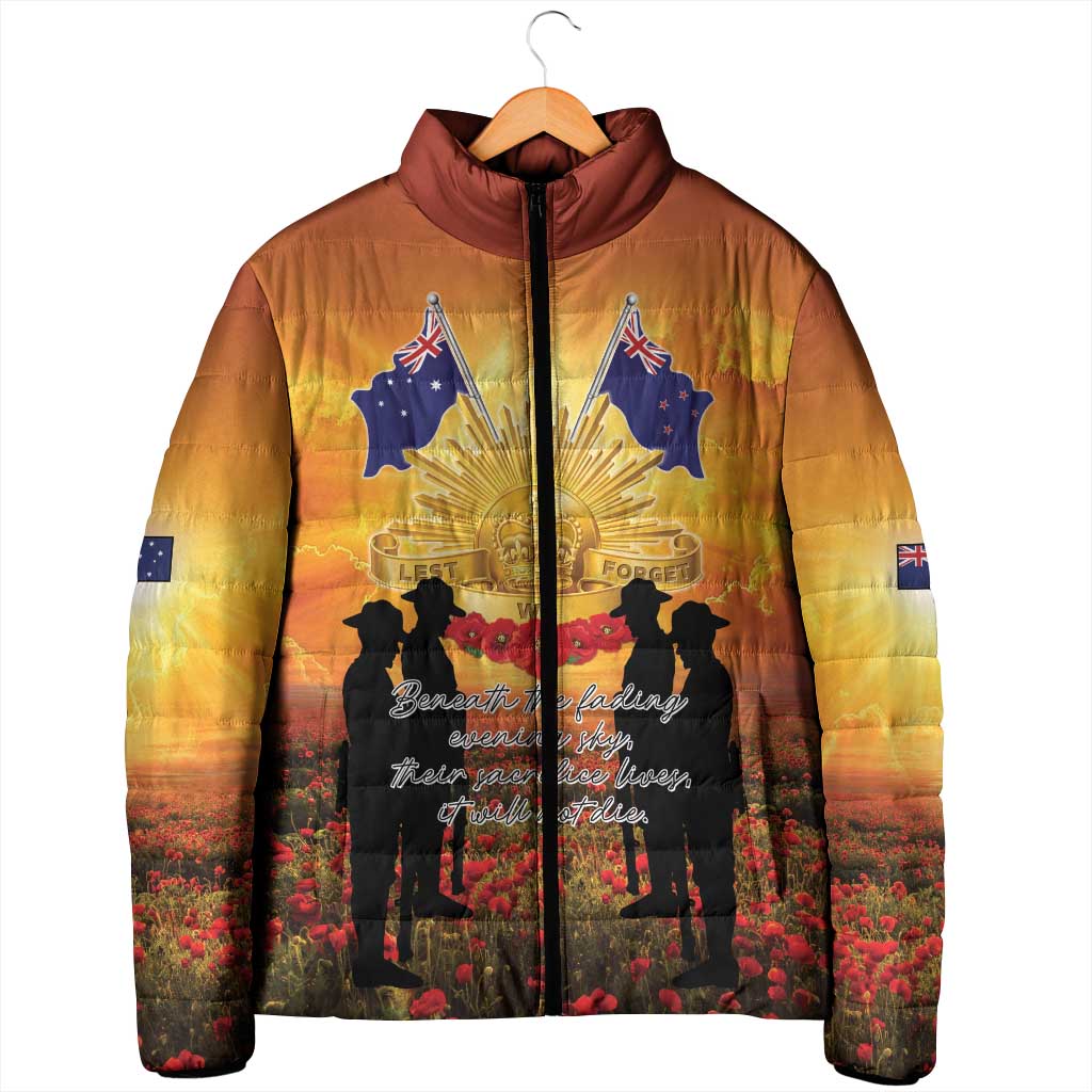 ANZAC Day Padded Jacket Remembrance Tribute Soldiers And Poppy Field LT05 - Polynesian Pride