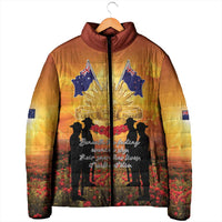 ANZAC Day Padded Jacket Remembrance Tribute Soldiers And Poppy Field LT05 - Polynesian Pride