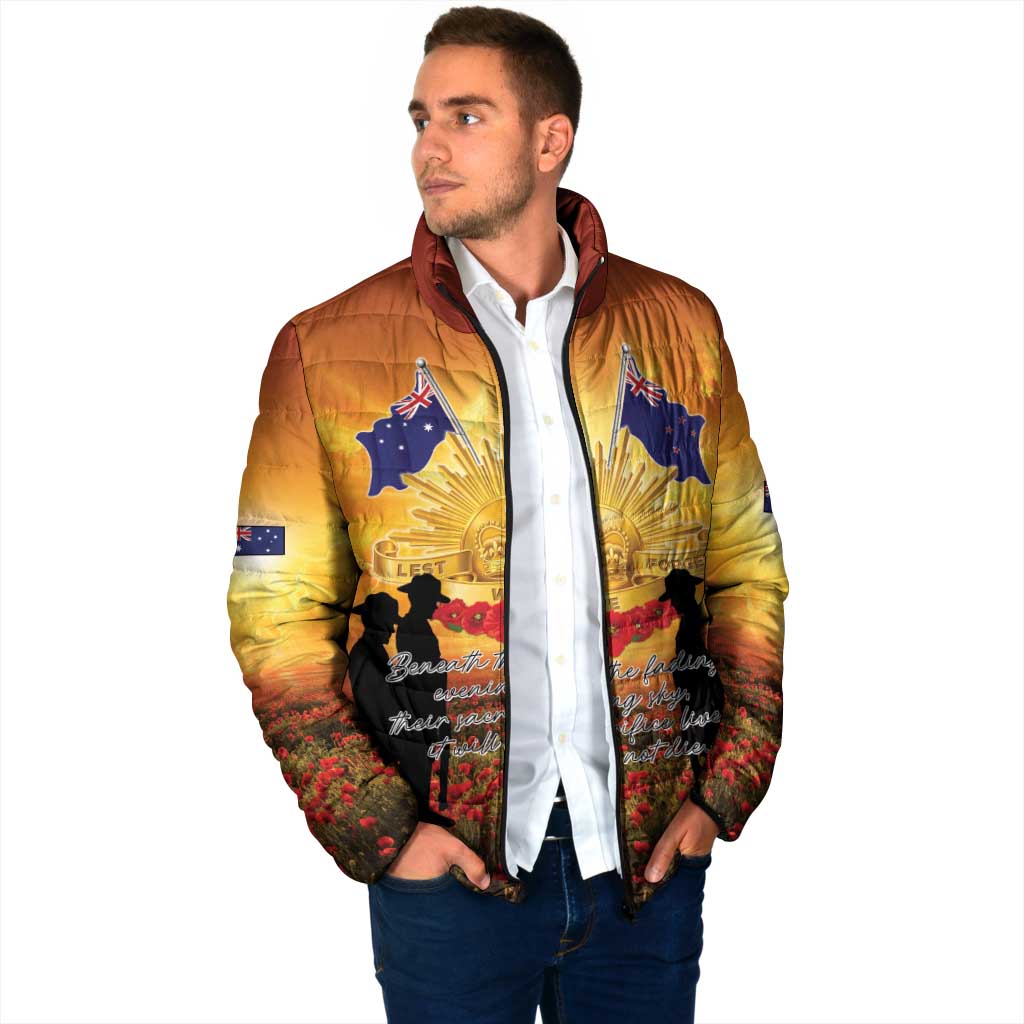 ANZAC Day Padded Jacket Remembrance Tribute Soldiers And Poppy Field LT05 - Polynesian Pride