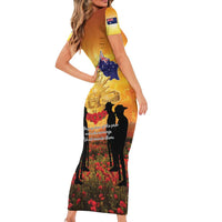 ANZAC Day Short Sleeve Bodycon Dress Remembrance Tribute Soldiers And Poppy Field LT05 - Polynesian Pride