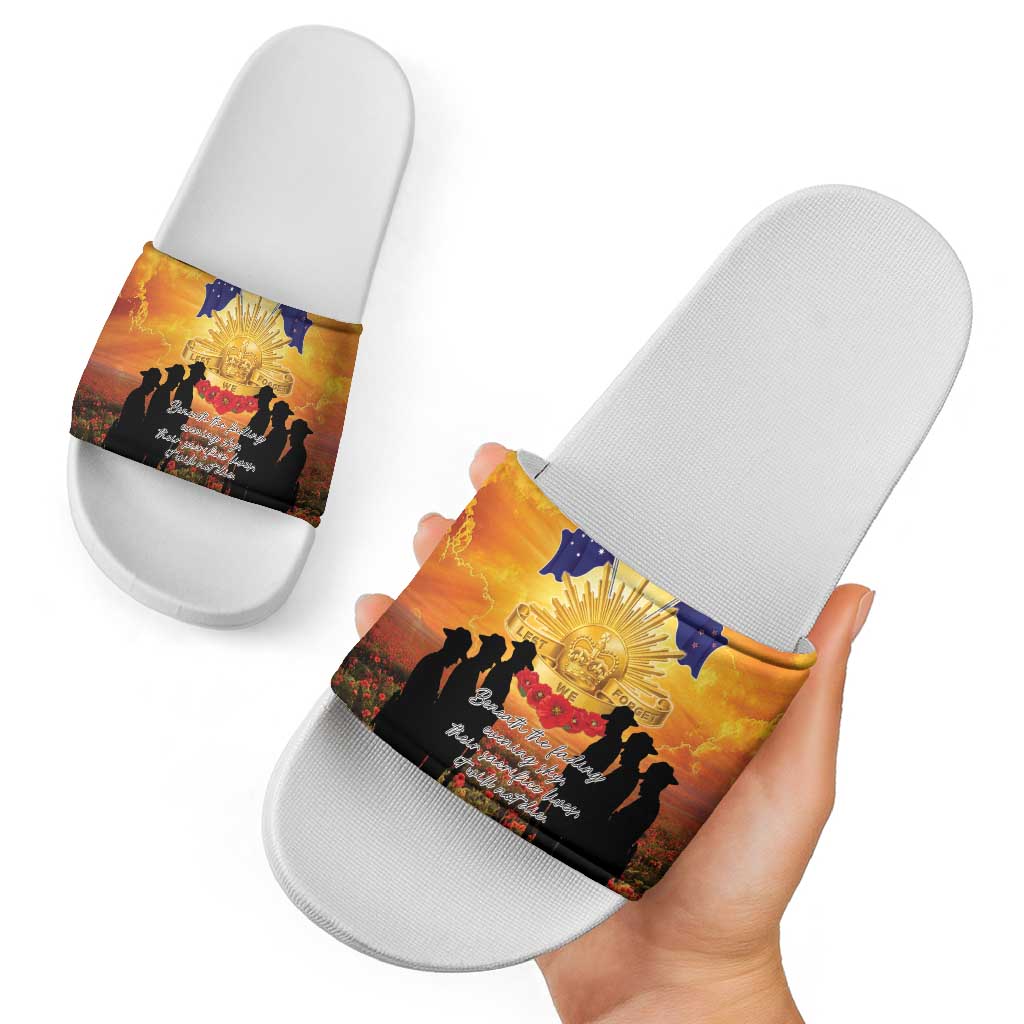 ANZAC Day Slide Sandals Remembrance Tribute Soldiers And Poppy Field