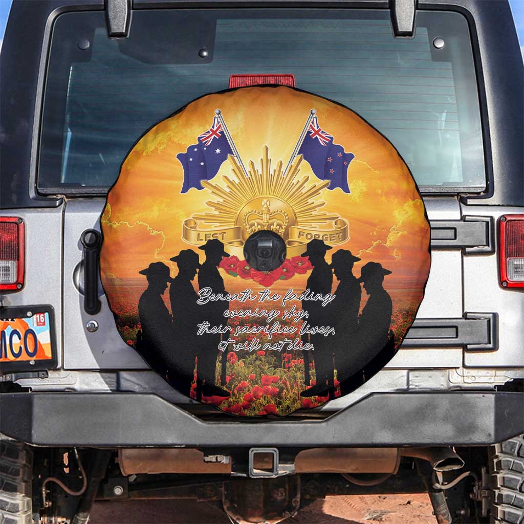 ANZAC Day Spare Tire Cover Remembrance Tribute Soldiers And Poppy Field LT05 Orange - Polynesian Pride