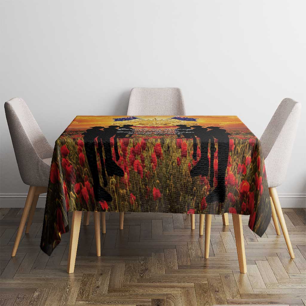 ANZAC Day Tablecloth Remembrance Tribute Soldiers And Poppy Field
