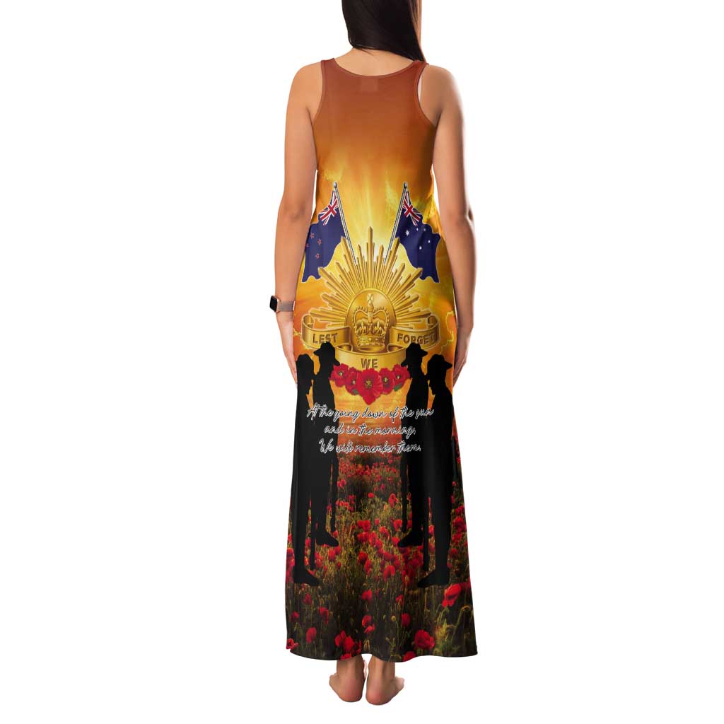 ANZAC Day Tank Maxi Dress Remembrance Tribute Soldiers And Poppy Field LT05 - Polynesian Pride