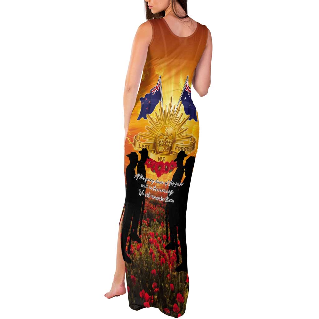 ANZAC Day Tank Maxi Dress Remembrance Tribute Soldiers And Poppy Field LT05 - Polynesian Pride