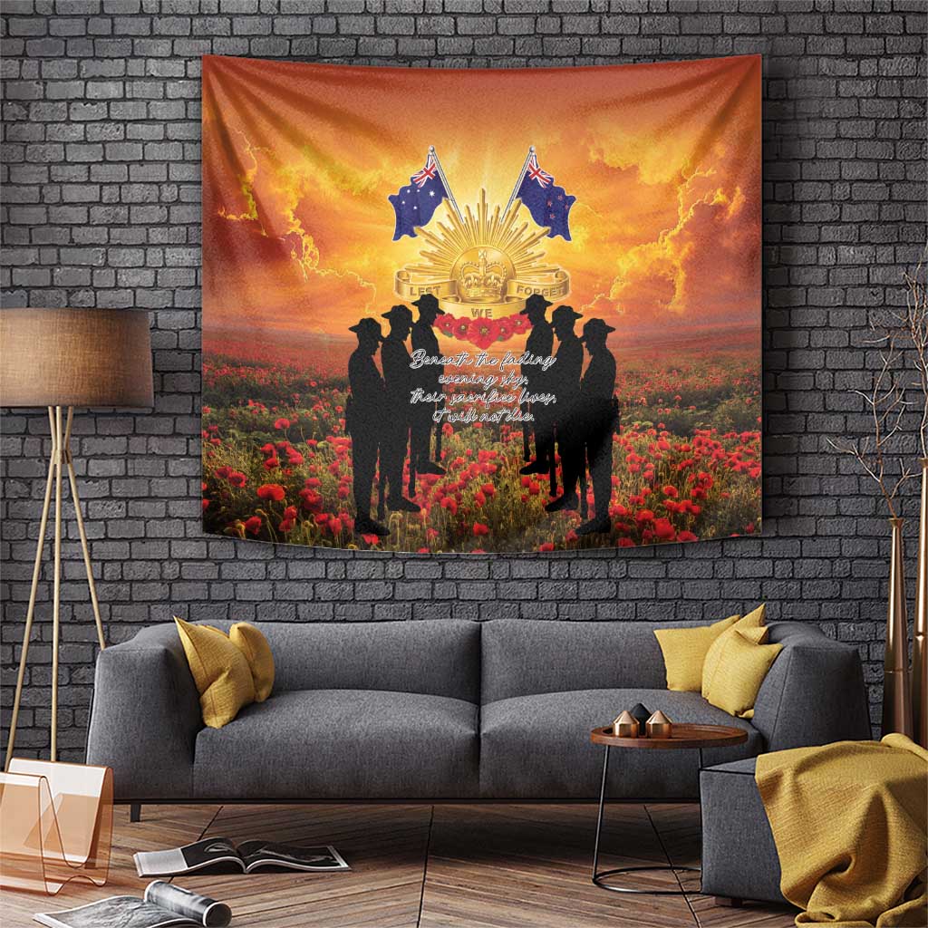 ANZAC Day Tapestry Remembrance Tribute Soldiers And Poppy Field