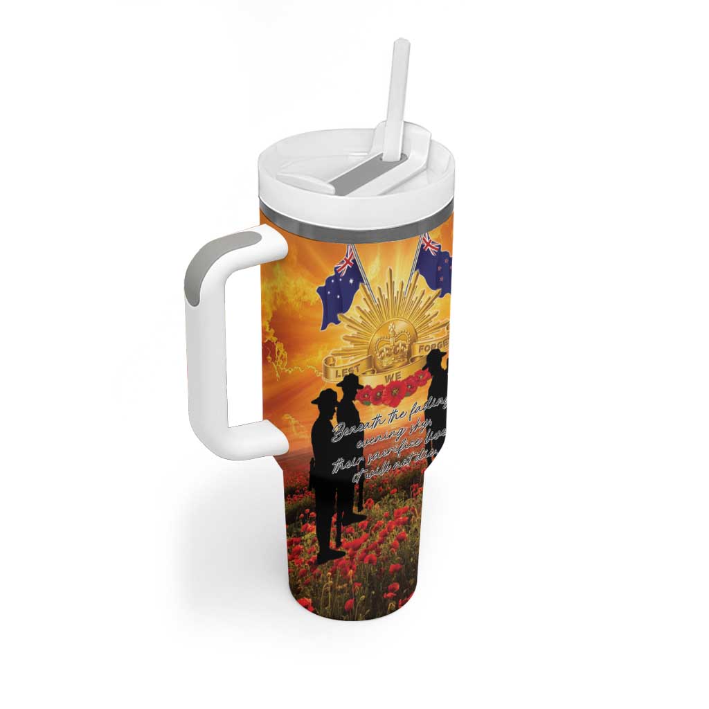 ANZAC Day Tumbler With Handle Remembrance Tribute Soldiers And Poppy Field