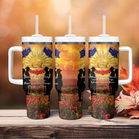 ANZAC Day Tumbler With Handle Remembrance Tribute Soldiers And Poppy Field