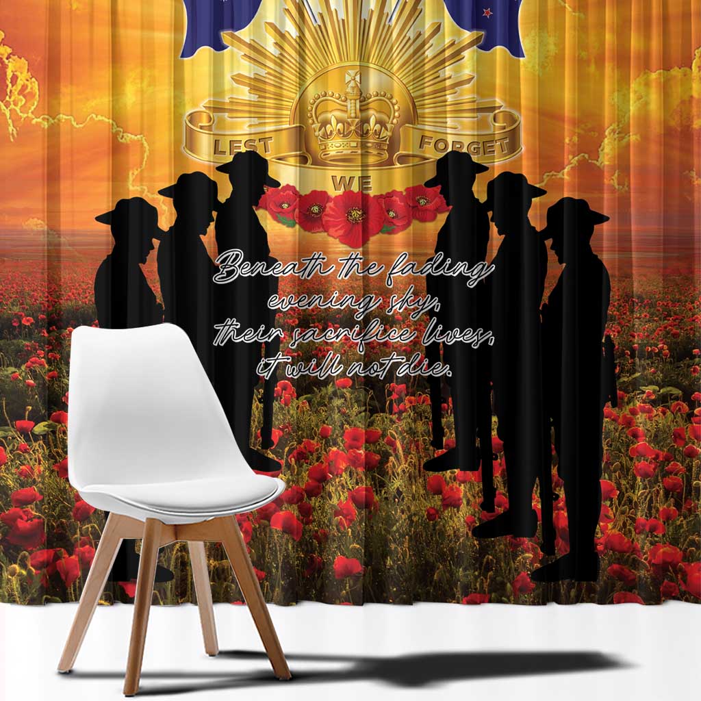 ANZAC Day Window Curtain Remembrance Tribute Soldiers And Poppy Field