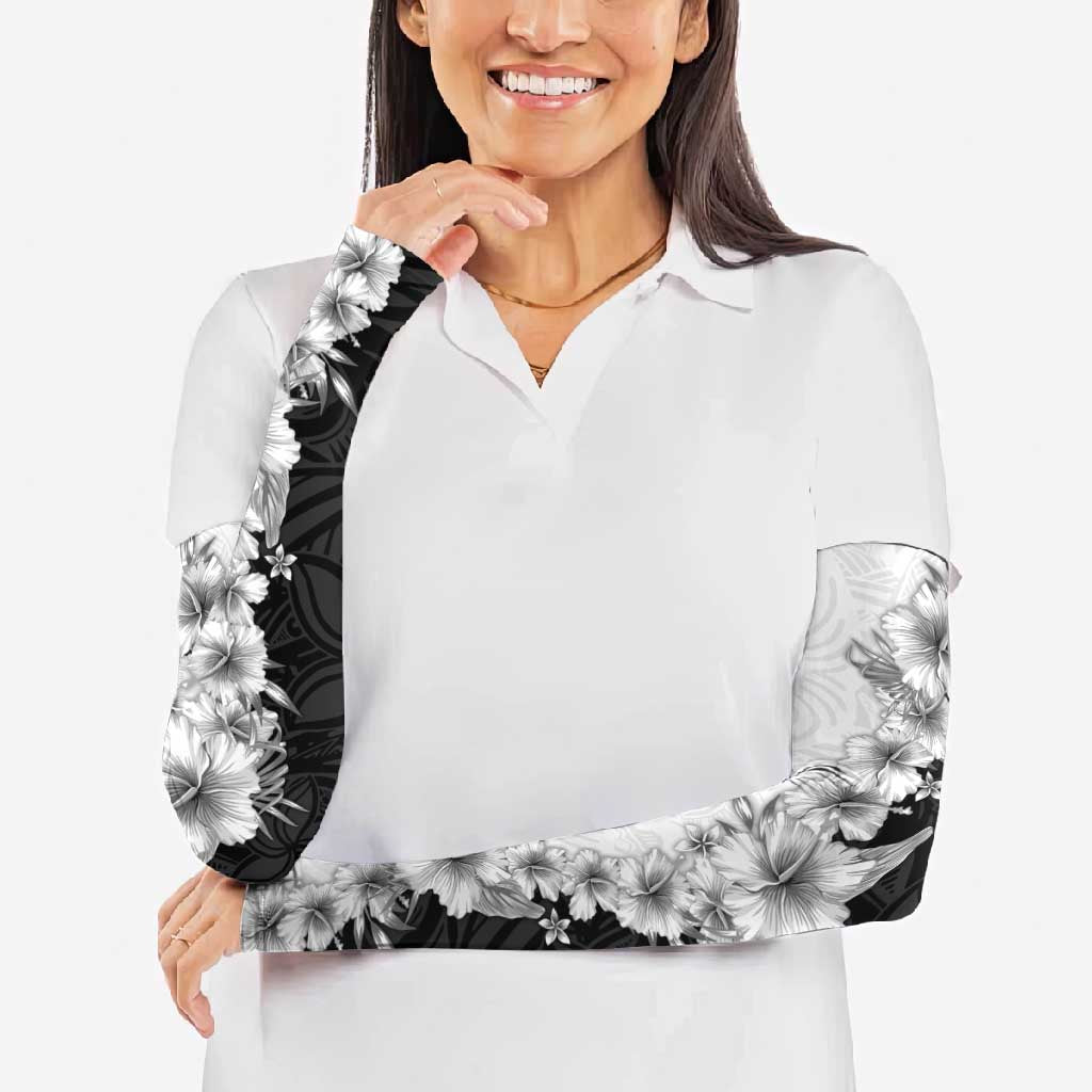 Hawaii Hibiscus Flowers Arm Sleeves Grayscale Polynesian Pattern LT05 - Polynesian Pride