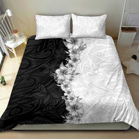 Hawaii Hibiscus Flowers Bedding Set Grayscale Polynesian Pattern