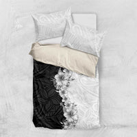 Hawaii Hibiscus Flowers Bedding Set Grayscale Polynesian Pattern