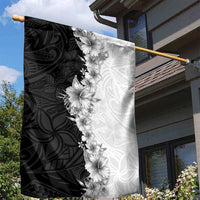 Hawaii Hibiscus Flowers Garden Flag Grayscale Polynesian Pattern