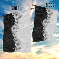 Hawaii Hibiscus Flowers Garden Flag Grayscale Polynesian Pattern