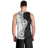 Hawaii Hibiscus Flowers Men Tank Top Grayscale Polynesian Pattern
