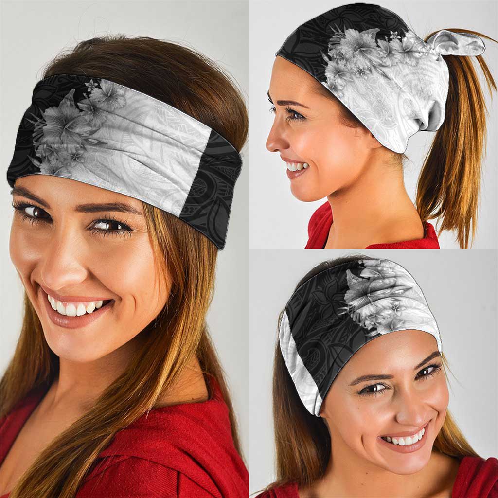 Hawaii Hibiscus Flowers Neck Gaiter Grayscale Polynesian Pattern
