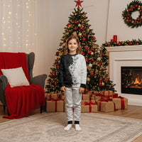 Hawaii Hibiscus Flowers Christmas Pajama Set Grayscale Polynesian Pattern