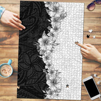 Hawaii Hibiscus Flowers Puzzle Grayscale Polynesian Pattern