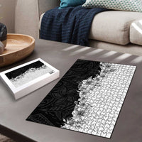 Hawaii Hibiscus Flowers Puzzle Grayscale Polynesian Pattern