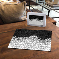 Hawaii Hibiscus Flowers Puzzle Grayscale Polynesian Pattern