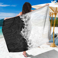 Hawaii Hibiscus Flowers Sarong Grayscale Polynesian Pattern