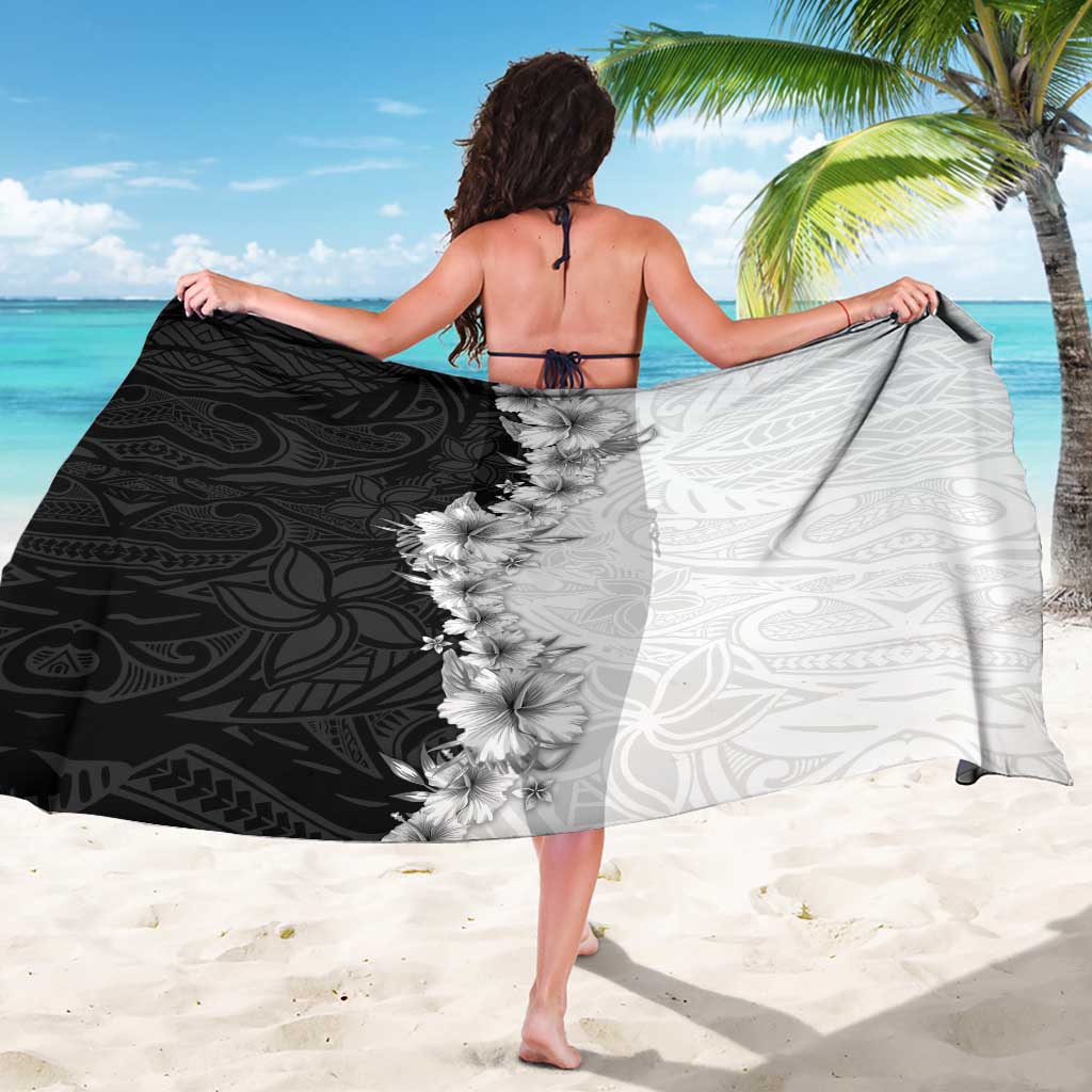 Hawaii Hibiscus Flowers Sarong Grayscale Polynesian Pattern