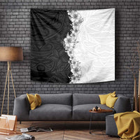 Hawaii Hibiscus Flowers Tapestry Grayscale Polynesian Pattern
