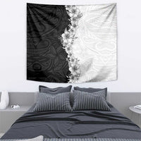 Hawaii Hibiscus Flowers Tapestry Grayscale Polynesian Pattern