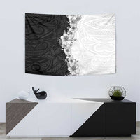 Hawaii Hibiscus Flowers Tapestry Grayscale Polynesian Pattern