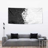 Hawaii Hibiscus Flowers Tapestry Grayscale Polynesian Pattern