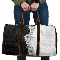 Hawaii Hibiscus Flowers Travel Bag Grayscale Polynesian Pattern LT05 Black - Polynesian Pride
