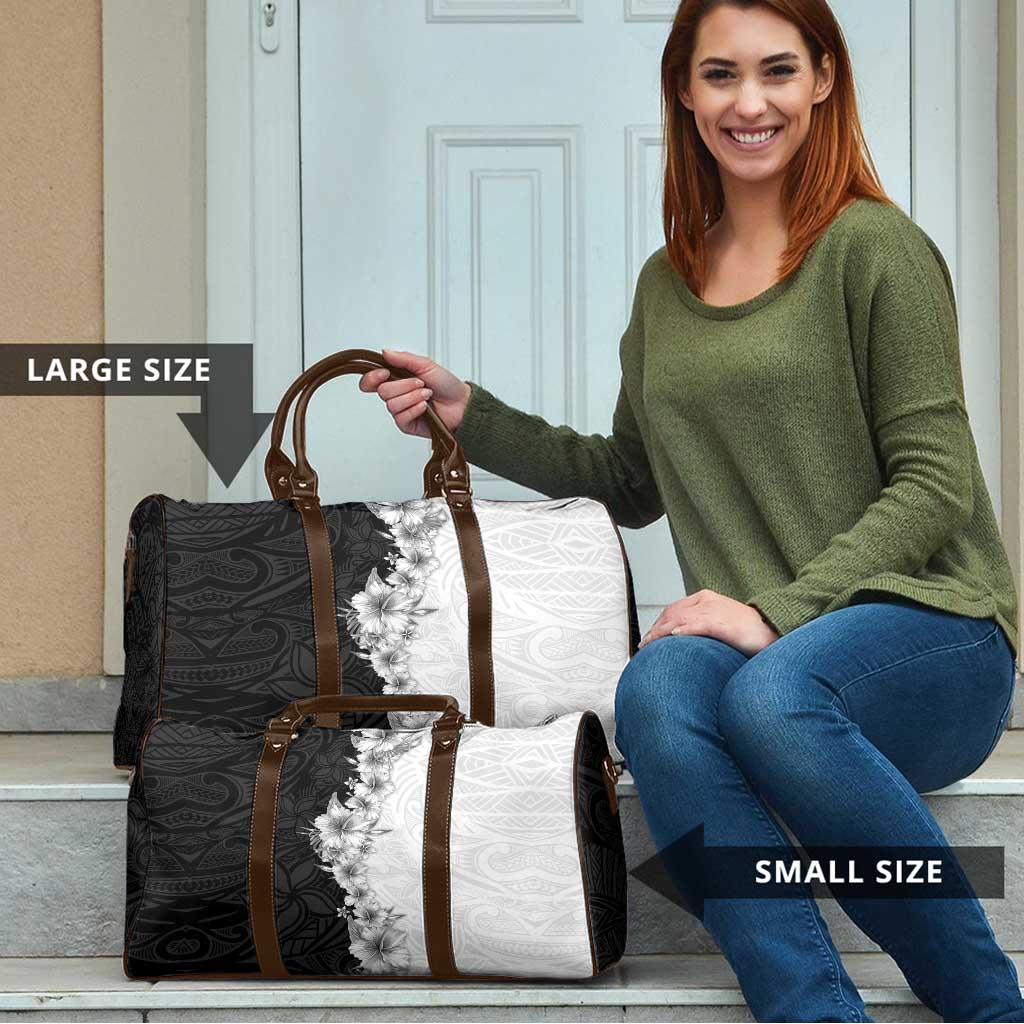 Hawaii Hibiscus Flowers Travel Bag Grayscale Polynesian Pattern LT05 - Polynesian Pride