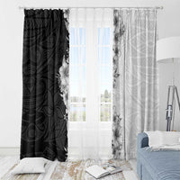 Hawaii Hibiscus Flowers Window Curtain Grayscale Polynesian Pattern LT05 - Polynesian Pride