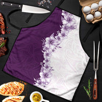 Hawaii Hibiscus Flowers Apron Purple Polynesian Pattern