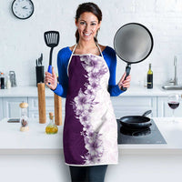 Hawaii Hibiscus Flowers Apron Purple Polynesian Pattern