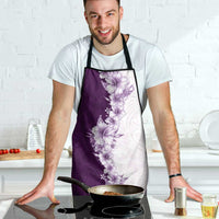 Hawaii Hibiscus Flowers Apron Purple Polynesian Pattern
