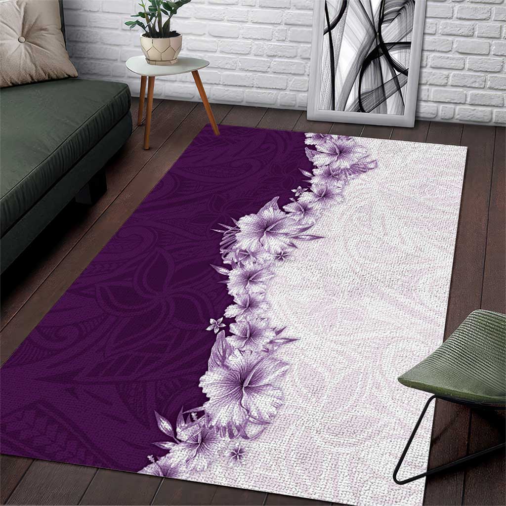 Hawaii Hibiscus Flowers Area Rug Purple Polynesian Pattern LT05 Purple - Polynesian Pride