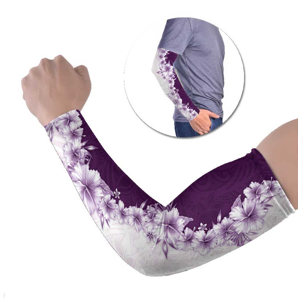 Hawaii Hibiscus Flowers Arm Sleeves Purple Polynesian Pattern LT05 Set of 2 Purple - Polynesian Pride