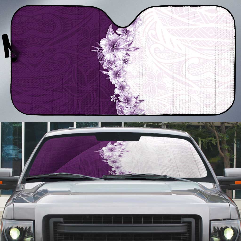 Hawaii Hibiscus Flowers Auto Sun Shade Purple Polynesian Pattern