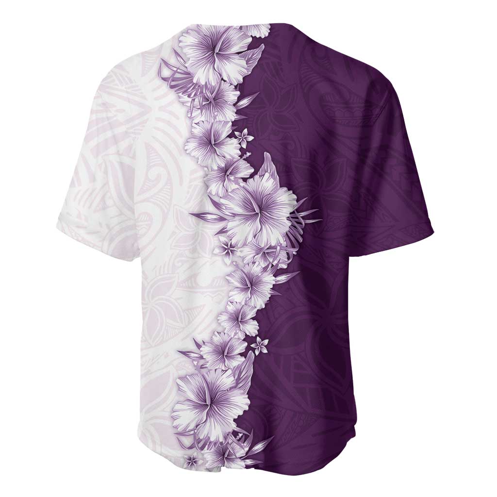 Hawaii Hibiscus Flowers Baseball Jersey Purple Polynesian Pattern LT05 - Polynesian Pride