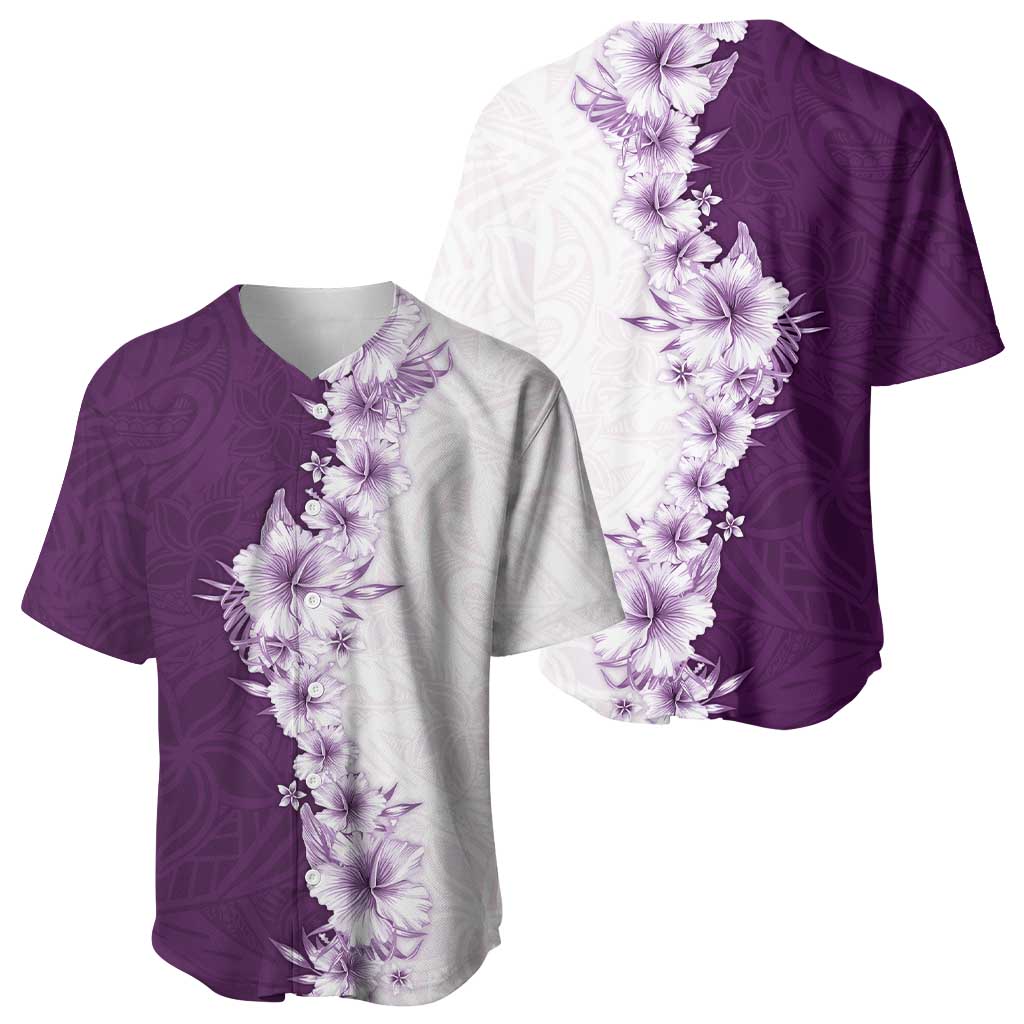 Hawaii Hibiscus Flowers Baseball Jersey Purple Polynesian Pattern LT05 - Polynesian Pride